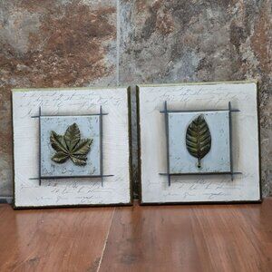 Ceramic Leaf Wall Decor Set of 2 Hanging Wall Art